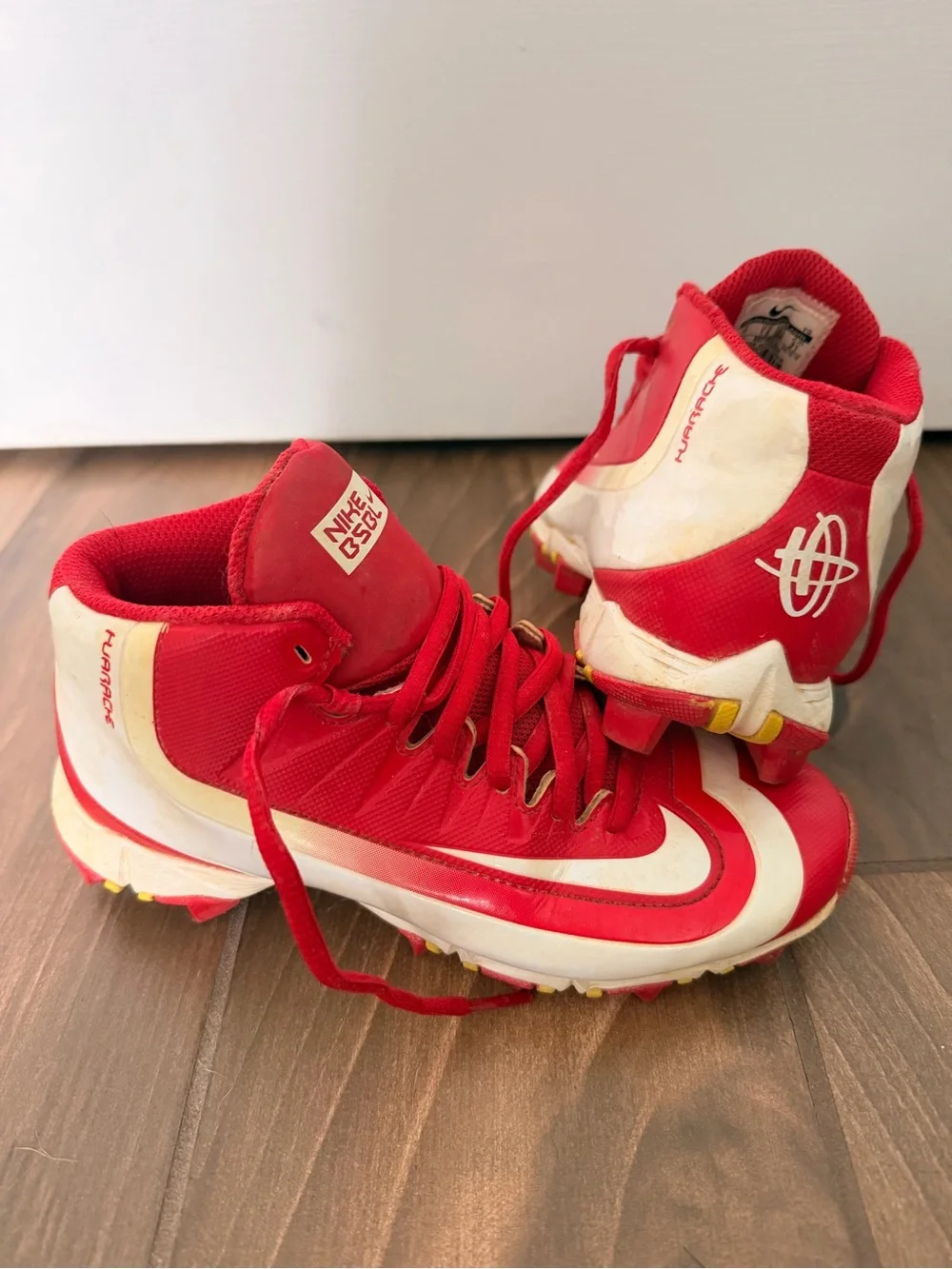 Nike Kids Red and White baseball cleats